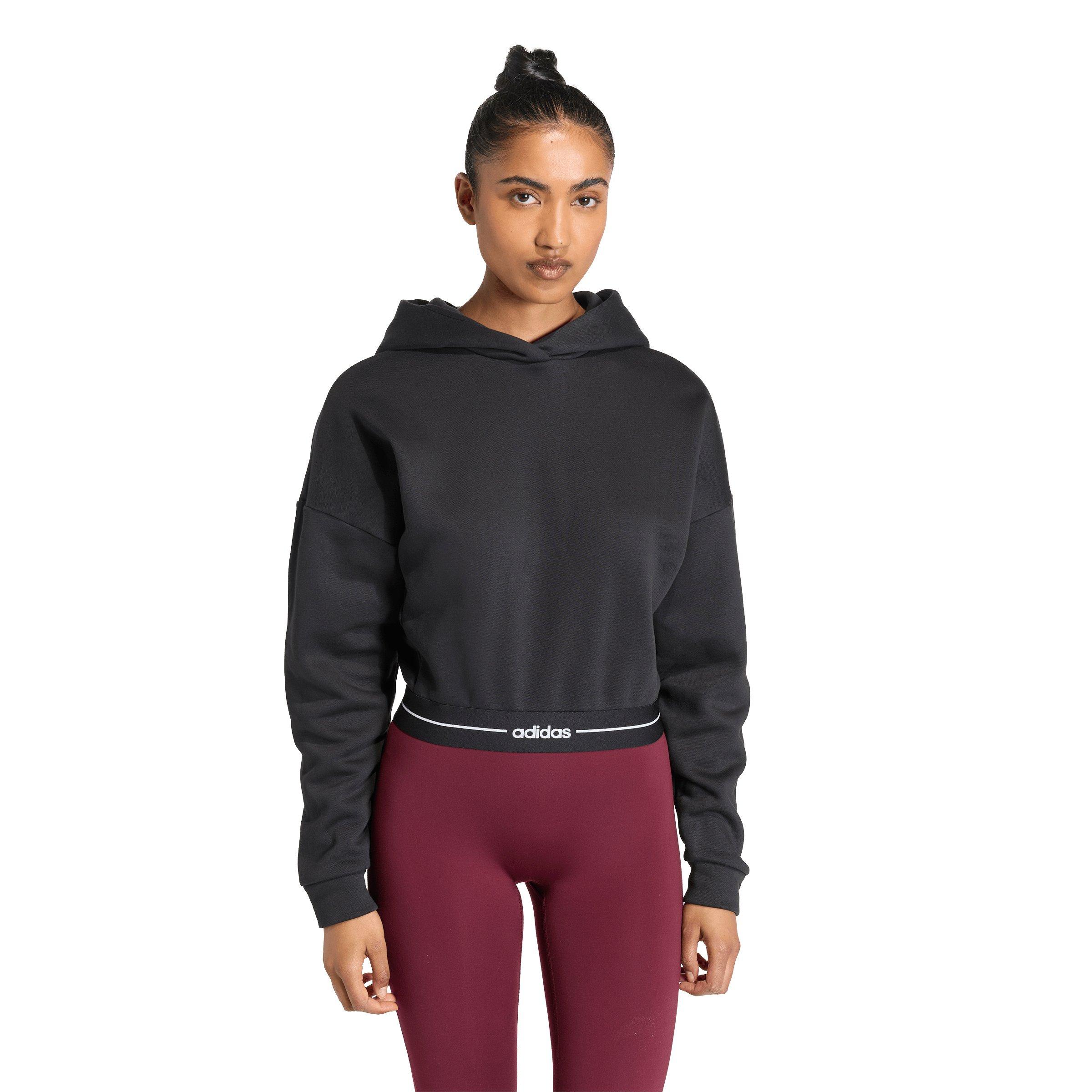 adidas Women's Hyperglam Cropped Hoodie - Black - BLACK